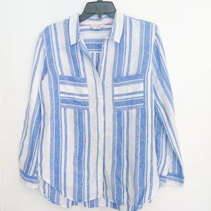 BODEN 100% Linen Striped Button Down Size 6